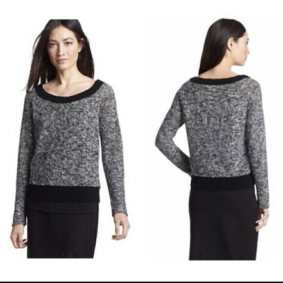 Eileen Fisher | Melange Twist Knit  Linen Blend Boat Neck Sweater Size Small - Picture 1 of 6